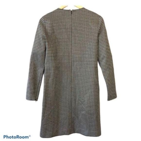 Theory Black Houndstooth Long Sleeve Dress Size 4 - Picture 3 of 6